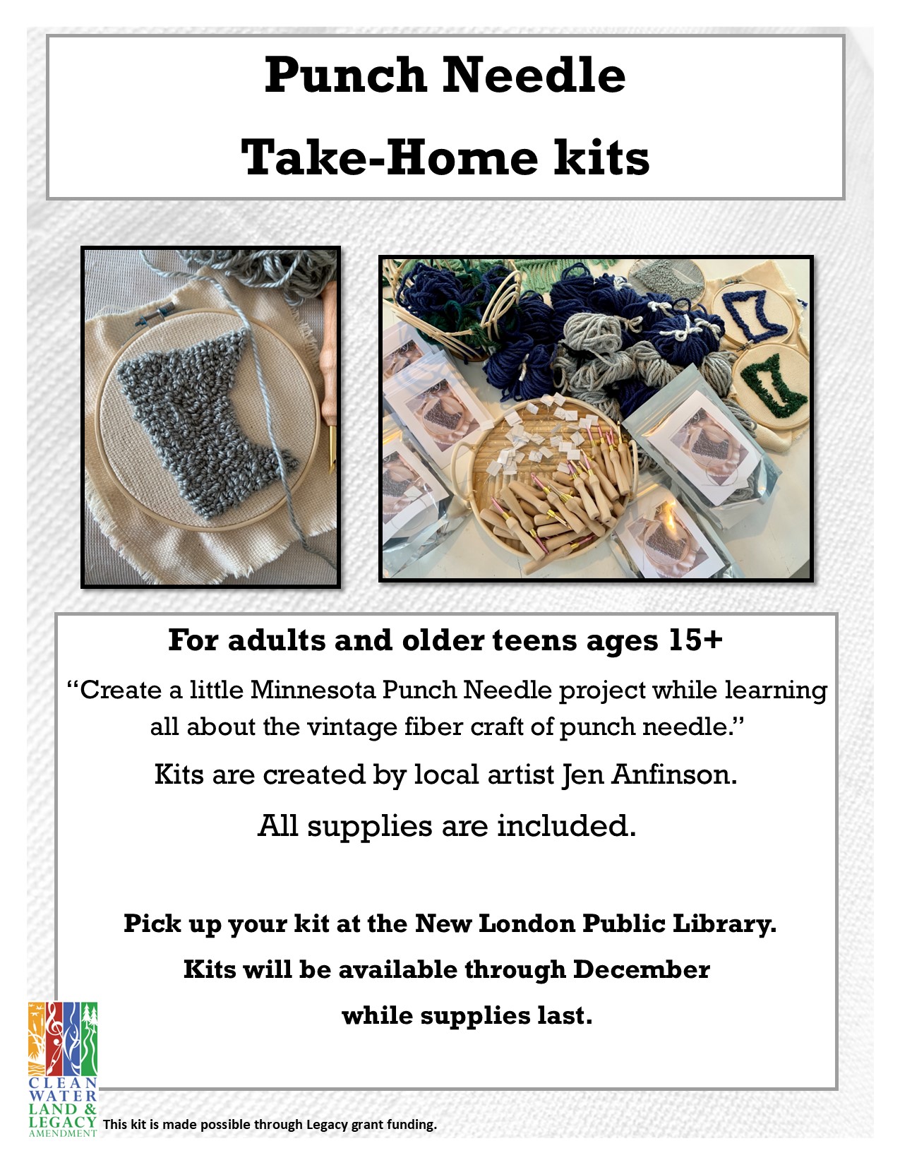 New London Public Library  Take-home Punch Needle Kits